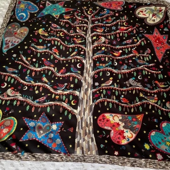 Tree, Birds, and Heart Scarf - NWOT - Picture 1 of 13